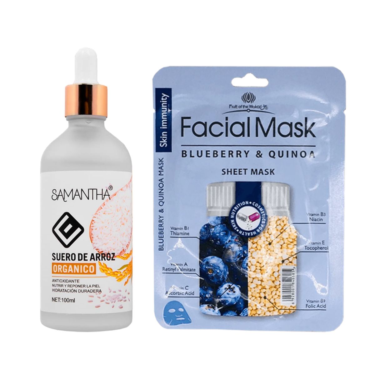 GENERICO - Serum Facial Extracto de Arroz + Máscara Arandano y Quinoa