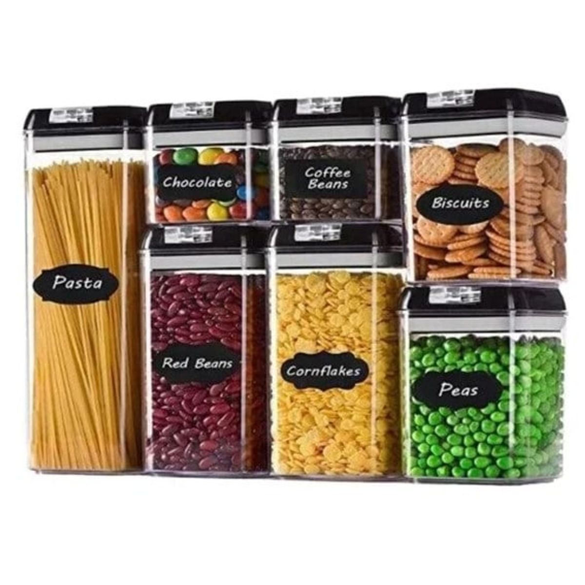 GENERICO - Juego Contenedores 7 Piezas Cereales Hermético Dulces Genieka