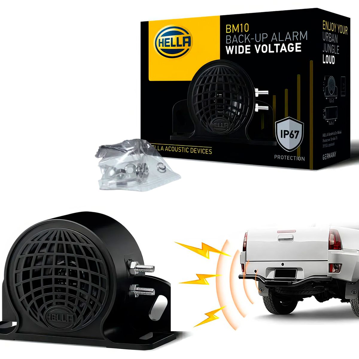 HELLA - Sirena de Retroceso 9V/48V 110 Db Multivoltaje Hella