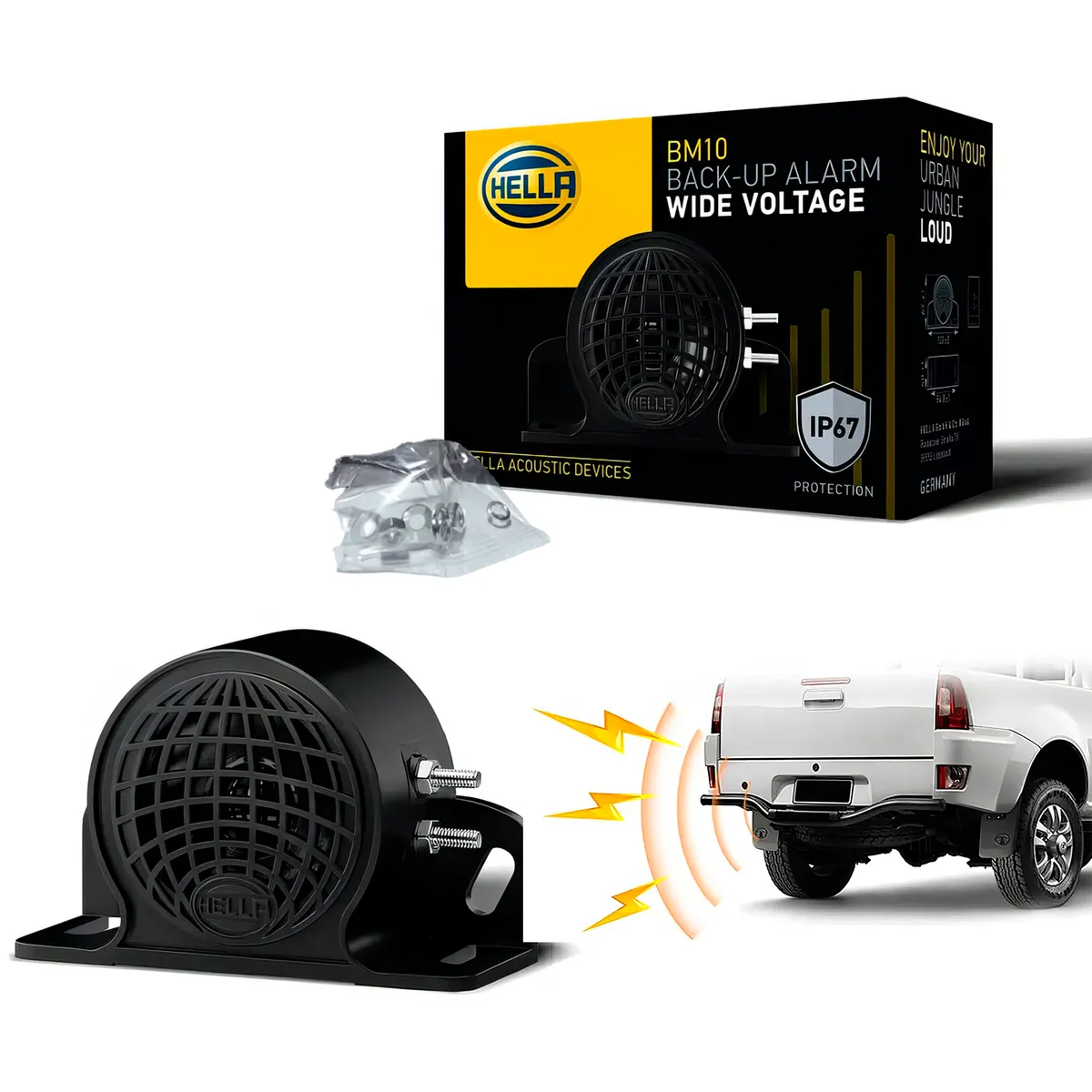 HELLA - Sirena de Retroceso 9V/48V 110 Db Multivoltaje Hella