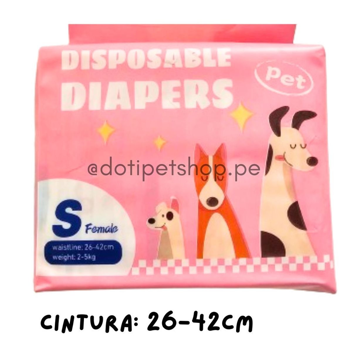 GENERICO - Pañal para mascotas Hembra Talla S 26-42cm