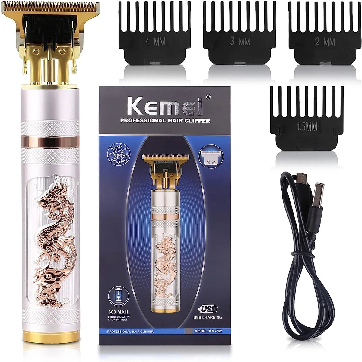 KEMEI - Afeitadora Profesional Portátil 2 en 1 Hombre Kemei Mod KM-762 Genieka