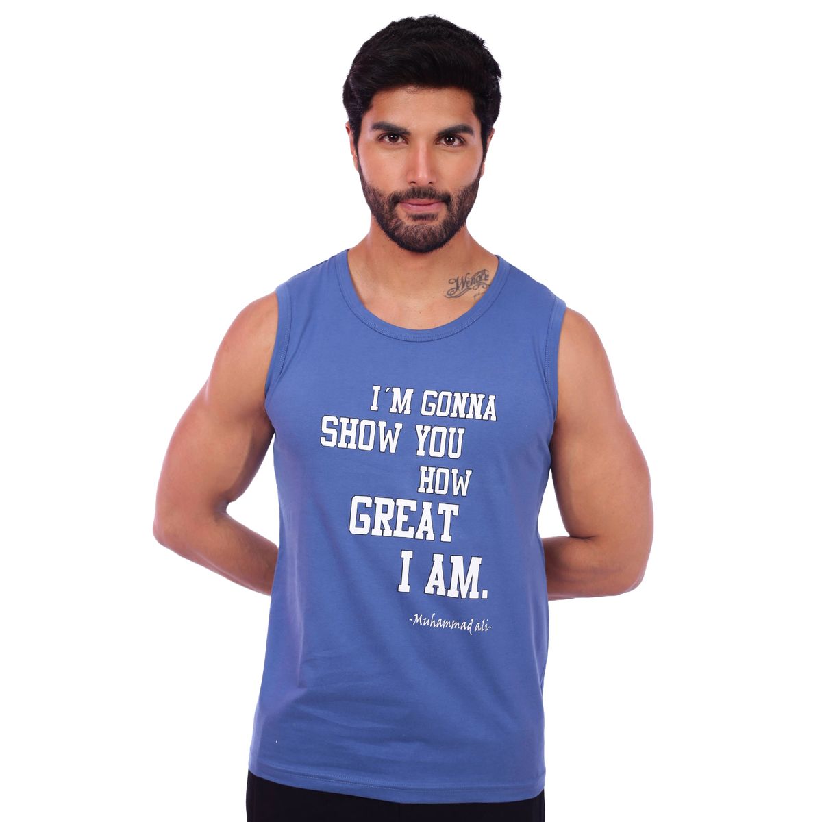 M MUSCLE MUSEUM - Polo Manga Cero Color Azul Acero Great I Am para Hombre