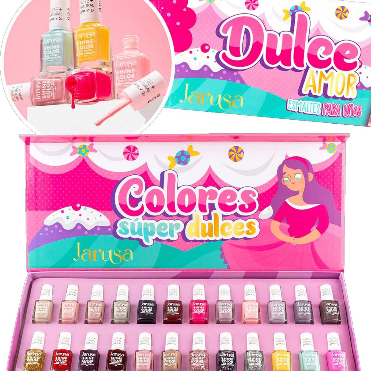 GENERICO - Box de Esmaltes Dulce Amor Jarusa 24 unidades