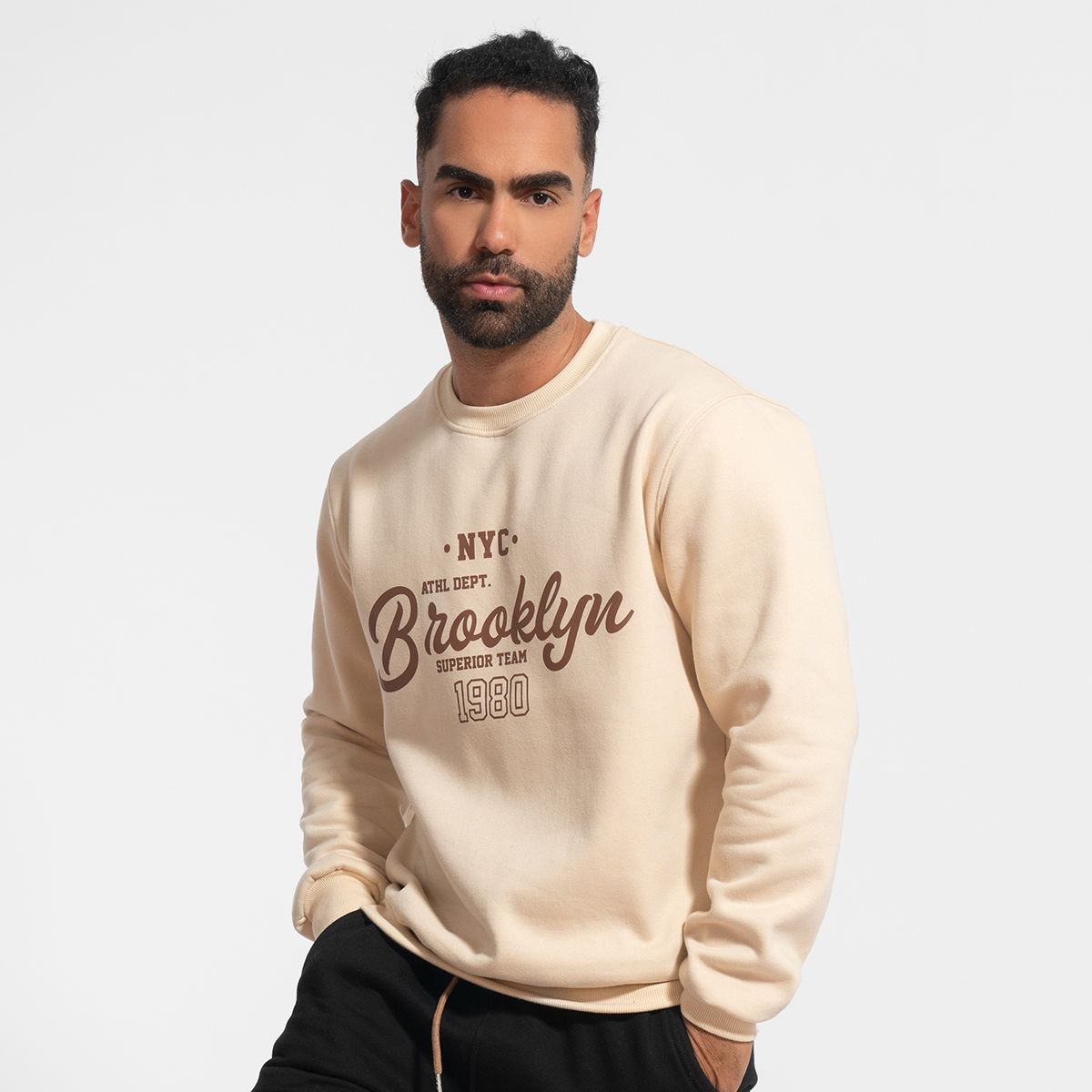 GENERICO - Polera de algodón afranelado Brooklyn beige Arcoi