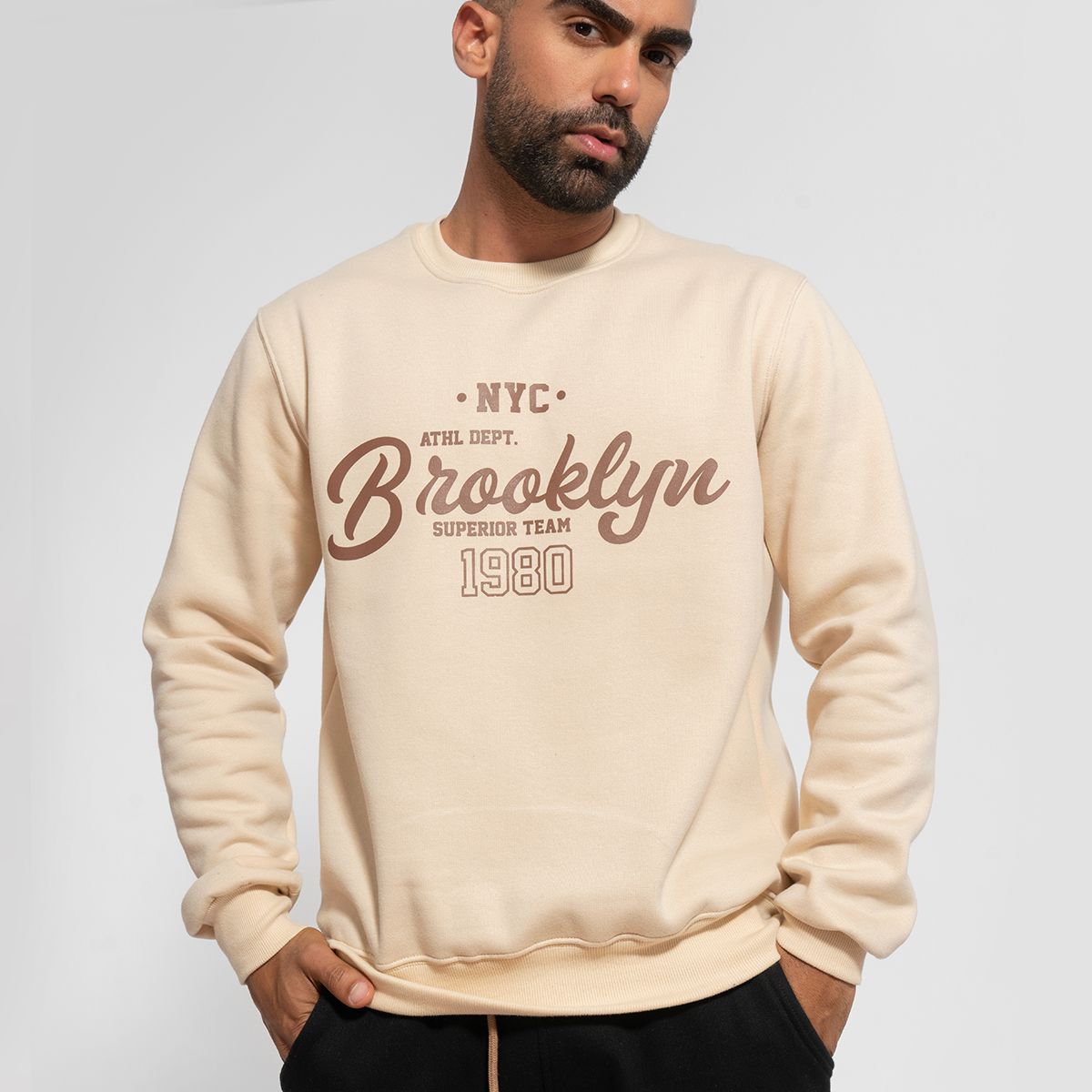 GENERICO - Polera de algodón afranelado Brooklyn beige Arcoi