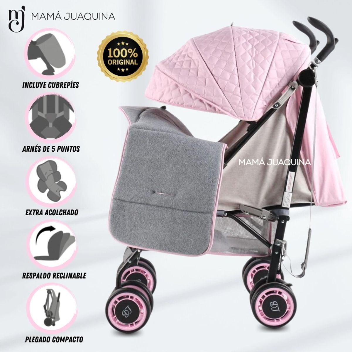 LITTLE - Coche Bastón Deportivo «POLONIA II» Pink