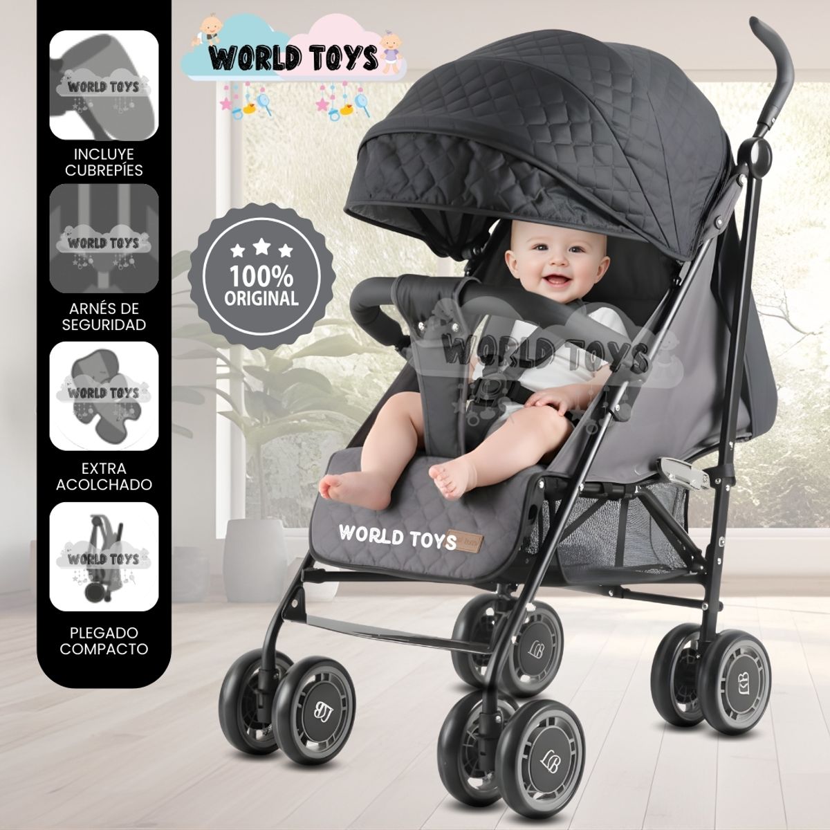Coche Bastón Deportivo «POLONIA II» Black, marca LITTLE - Foto Principal