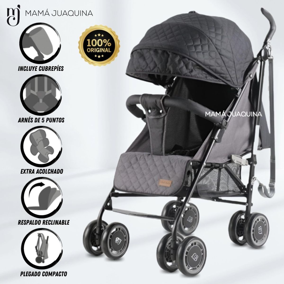 LITTLE - Coche Bastón Deportivo «POLONIA II» Black