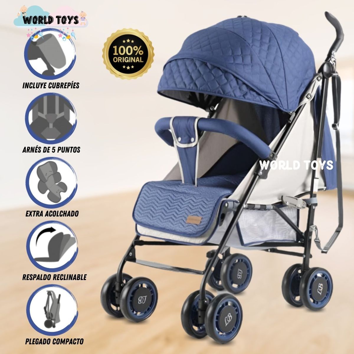 LITTLE - Coche Bastón Deportivo «POLONIA II» Blue