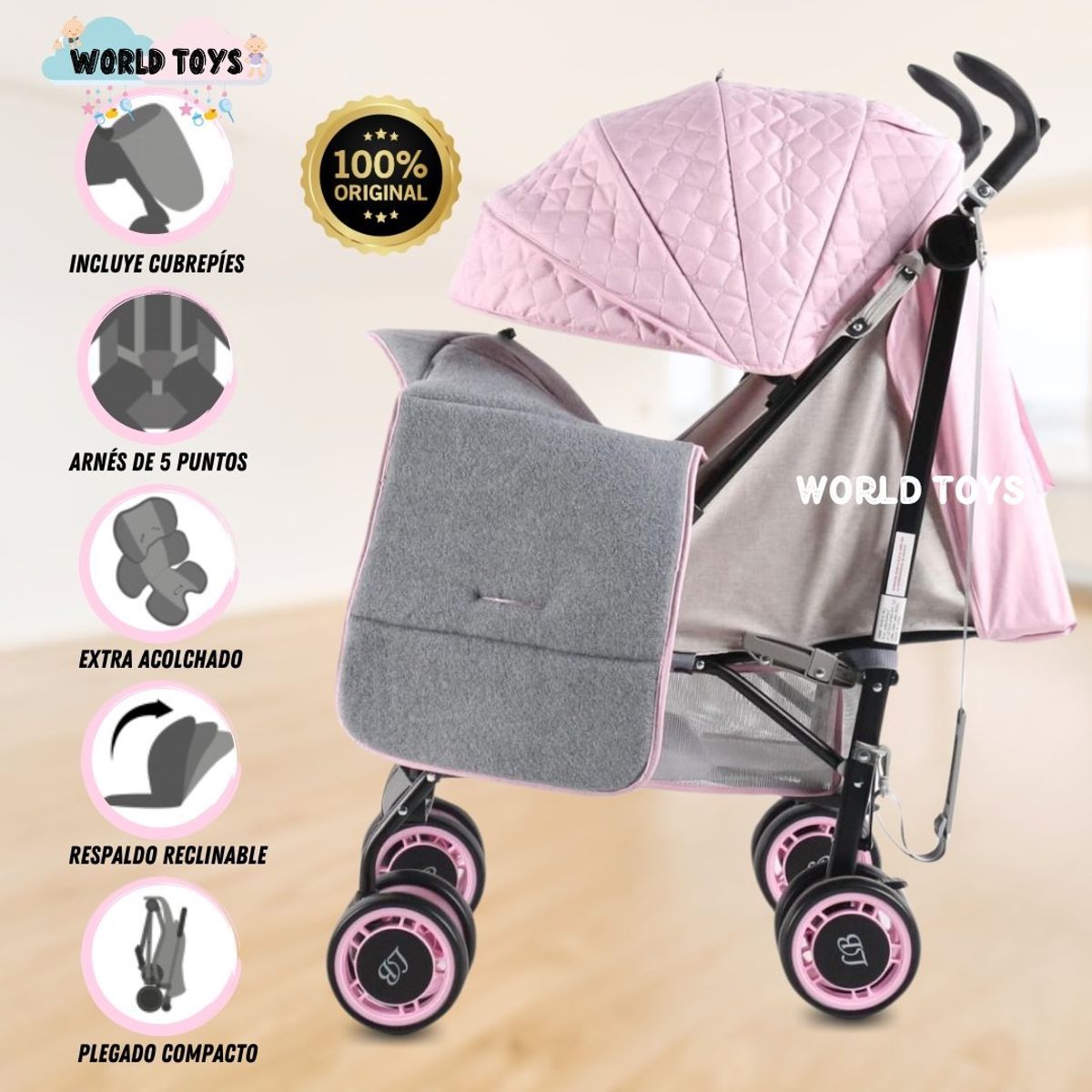 LITTLE - Coche Bastón Deportivo «POLONIA II» Pink