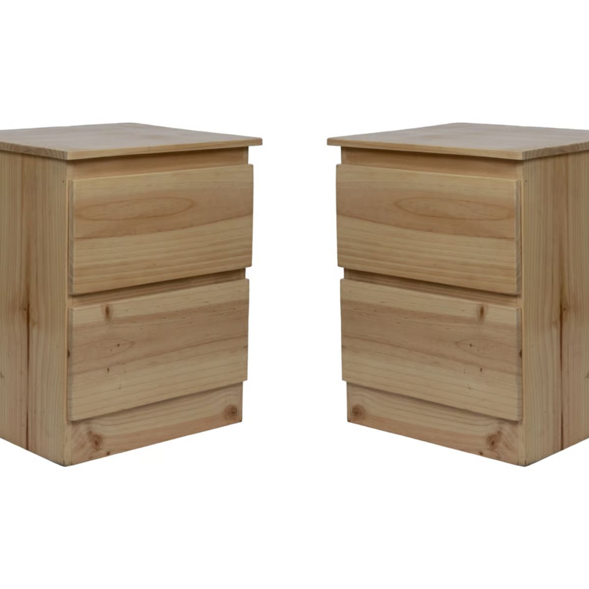 MUEBLES MACRUMO - Veladores 2 Cajones Madera Pino (SET X2)