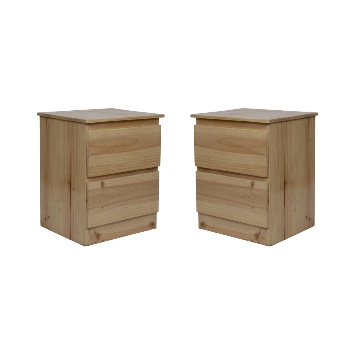MUEBLES MACRUMO - Veladores 2 Cajones Madera Pino (SET X2)