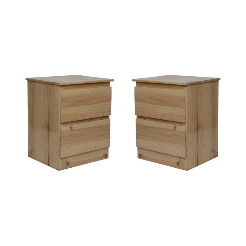 MUEBLES MACRUMO - Veladores 2 Cajones Madera Pino (SET X2)