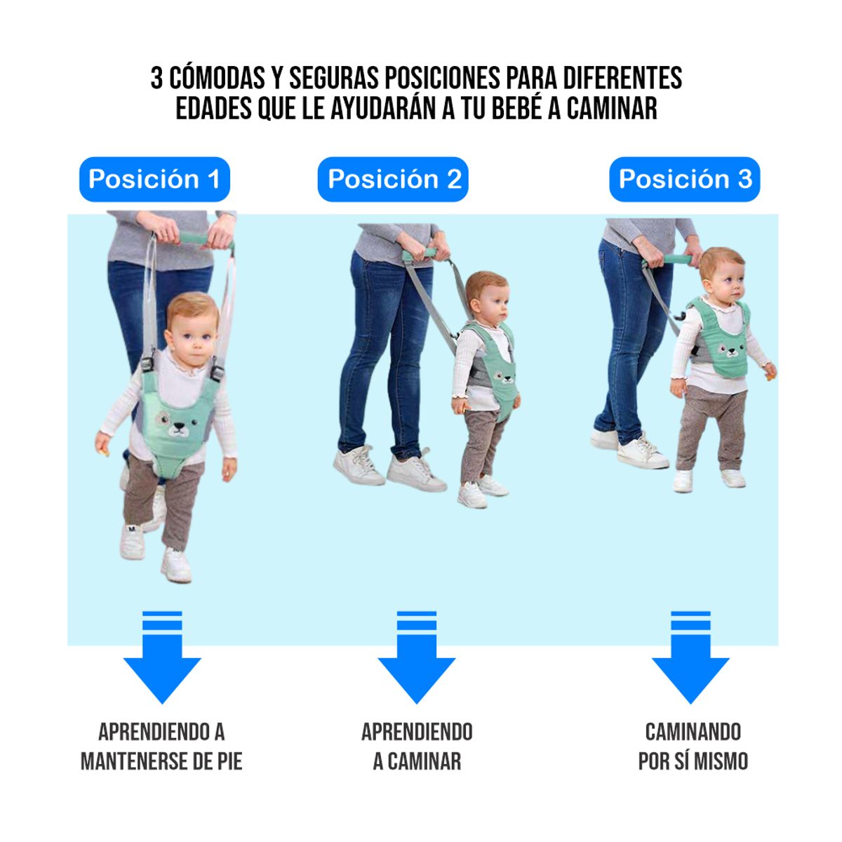 GENERICO - Arnes Caminador para Bebé 3 en 1 Ajustable - Verde