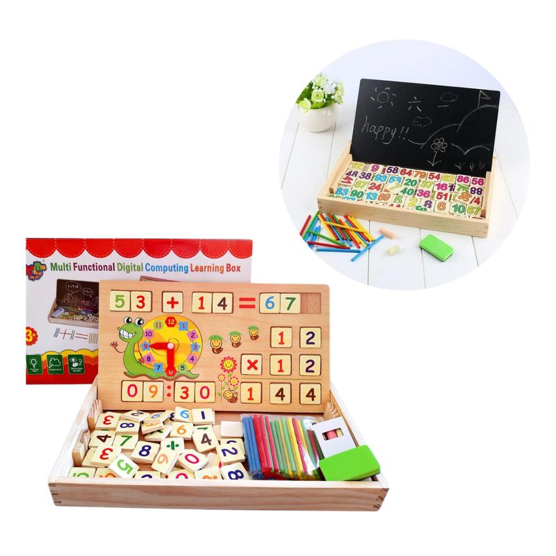 GENERICO - Pizarra Multifuncional Con Reloj Montessori De Matemáticas