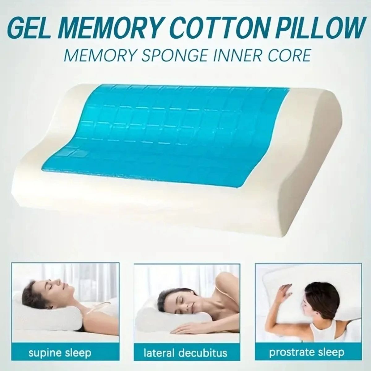 GENERICO - Almohada Gel Memory Foam Cool Pillow Viscoelástica Ortopédica Genieka.