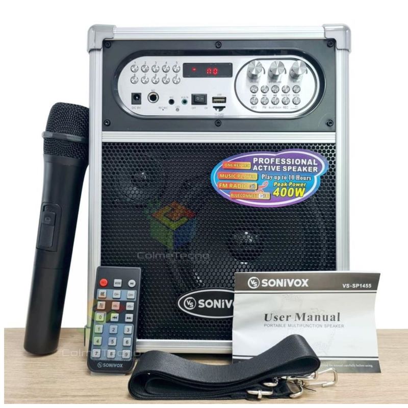 SONIVOX - Parlante Karaoke Sonivox VS- SP1455 Con Micro Inalámbrico