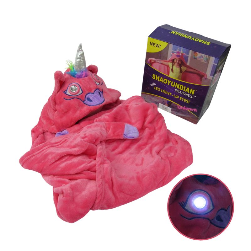 GENERICO - Manta Mágica Unicornio Luz LED Rosado Disfraz Día del Niño