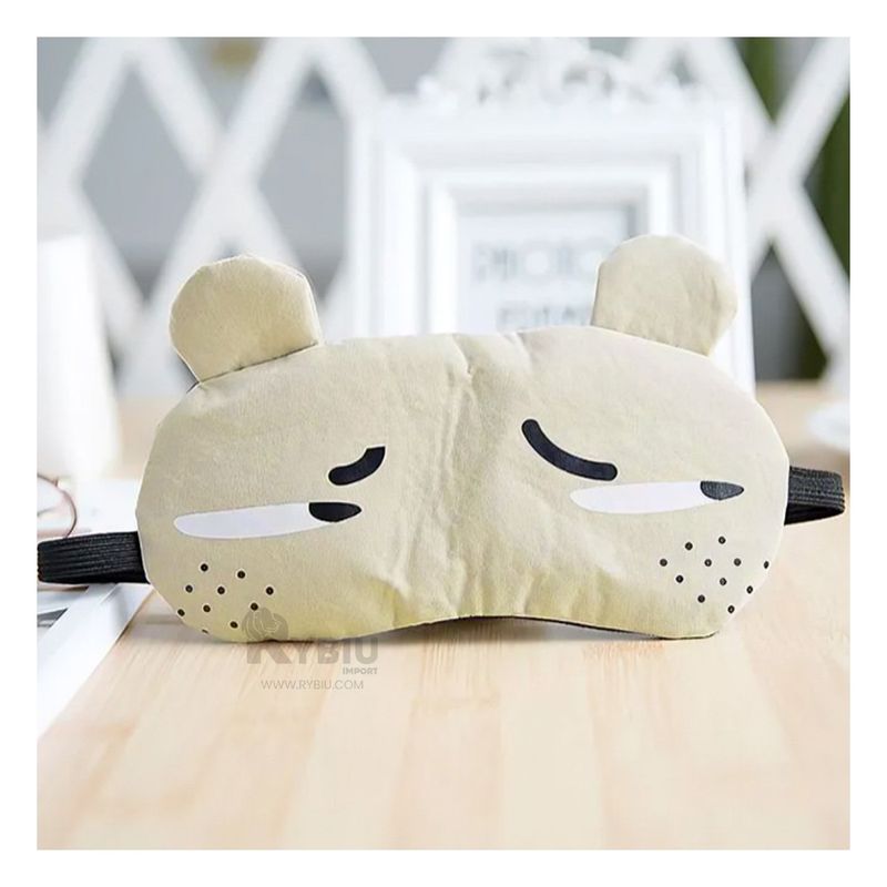 GENERICO - Antifaz Tela Gel con Ojos y Dibujo de Orejas Mostaza_123