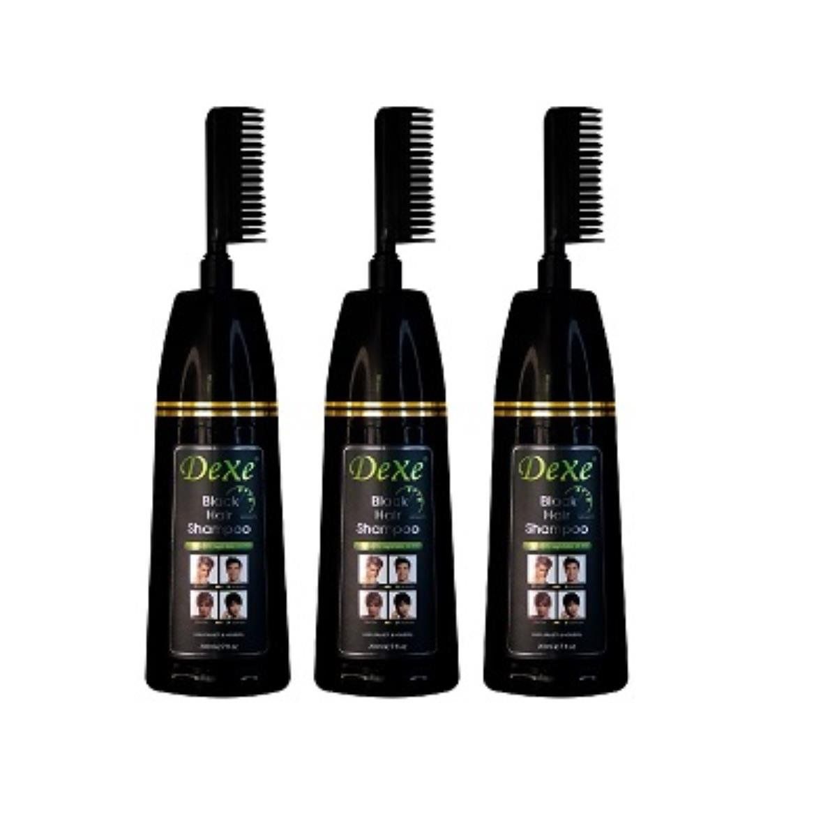 DEXE - Shampoo Tinte Negro Versión Peine Dexe 200ml 3 Unidades