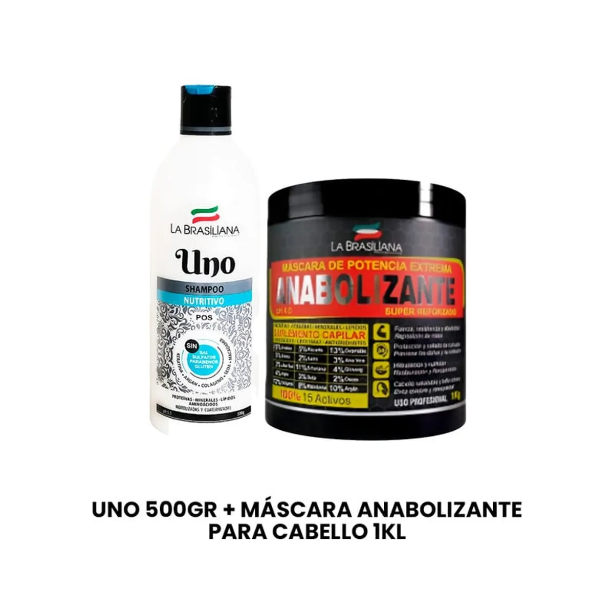 LA BRASILIANA - Uno 500Gr + Máscara Anabolizante para cabello 1kl