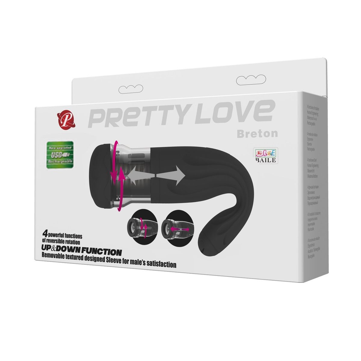 PRETTY LOVE - Masturbador Automático Breton Recargable USB Rotación y Empuje