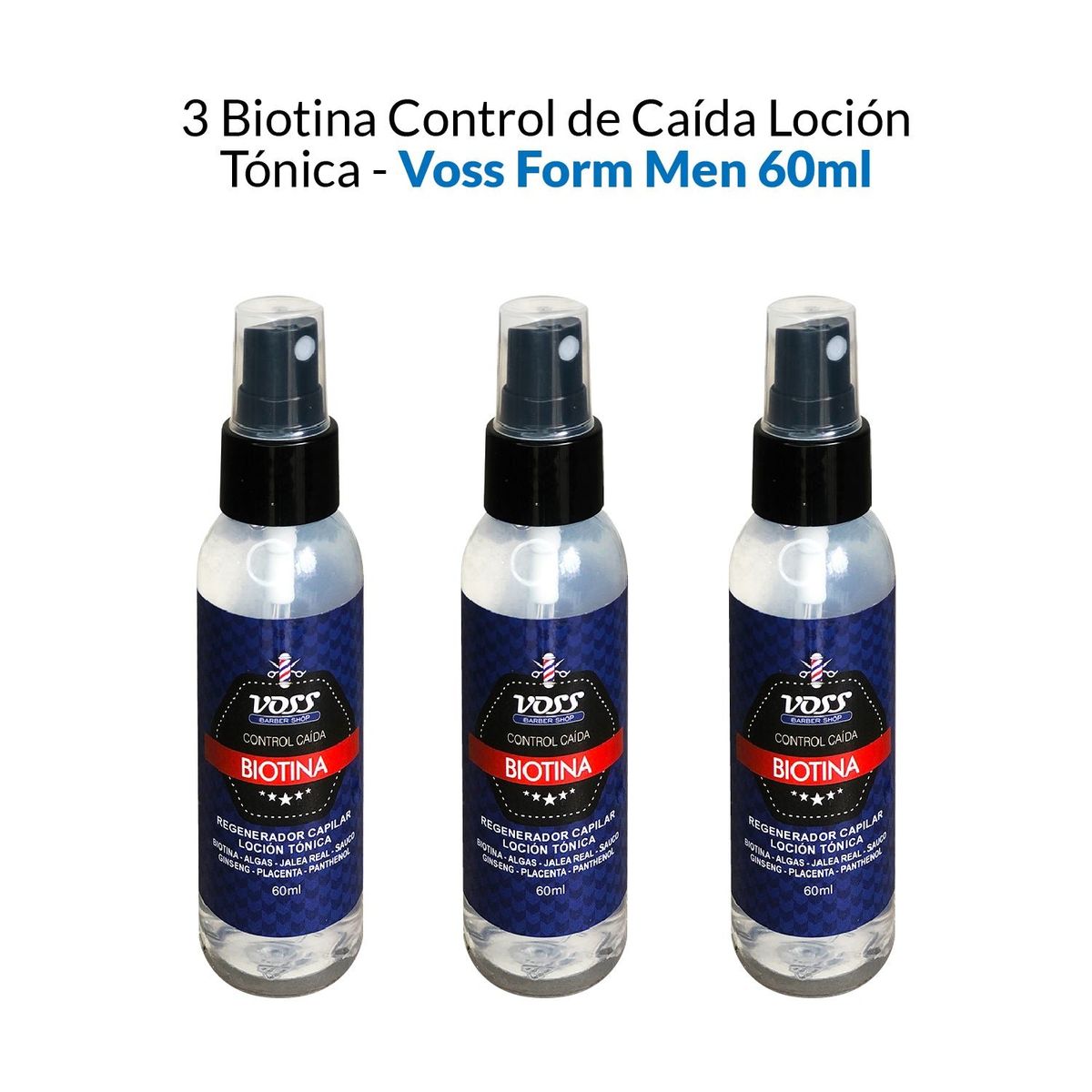 VOSS - Biotina Control De Caída Loción Tónica Voss 60ml 3 Unidades
