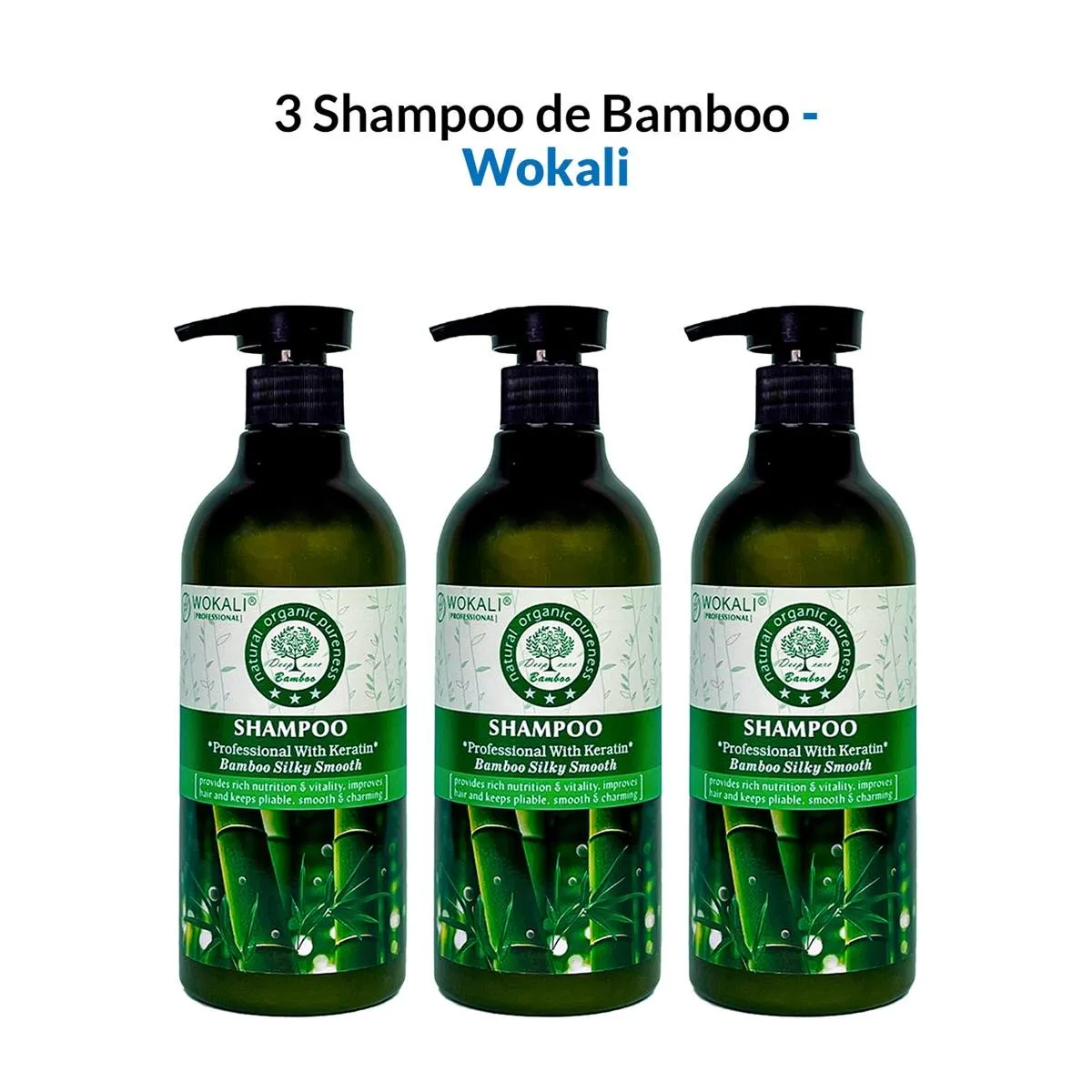 WOKALI - Shampoo De Bamboo Wokali 550ml 3 Unidades