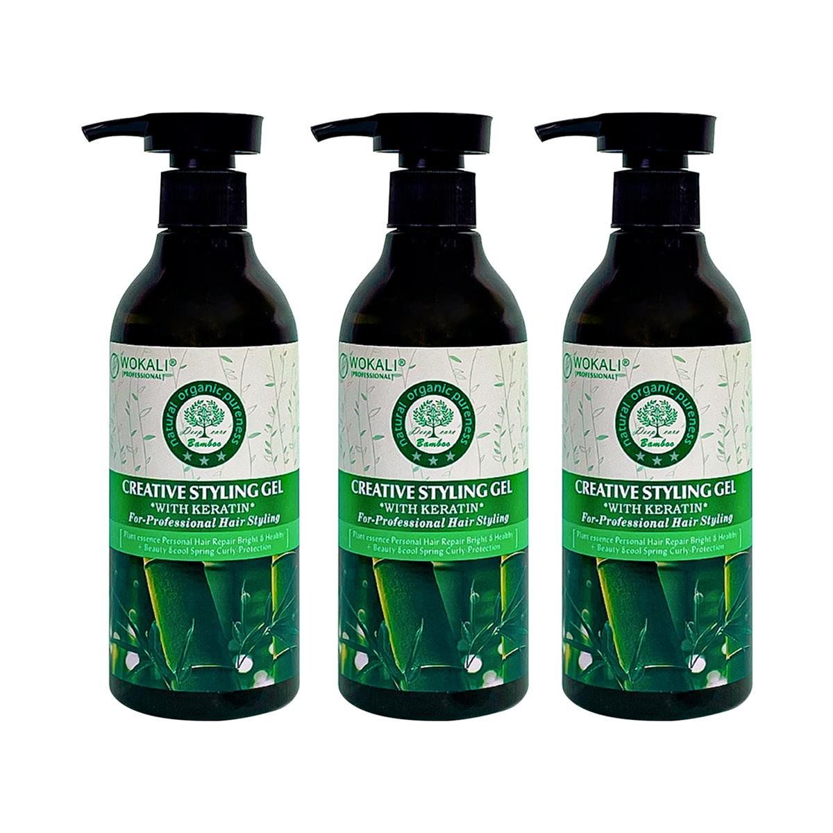WOKALI - Gel De Bamboo Y Queratina Wokali 300ml 3 Unidades