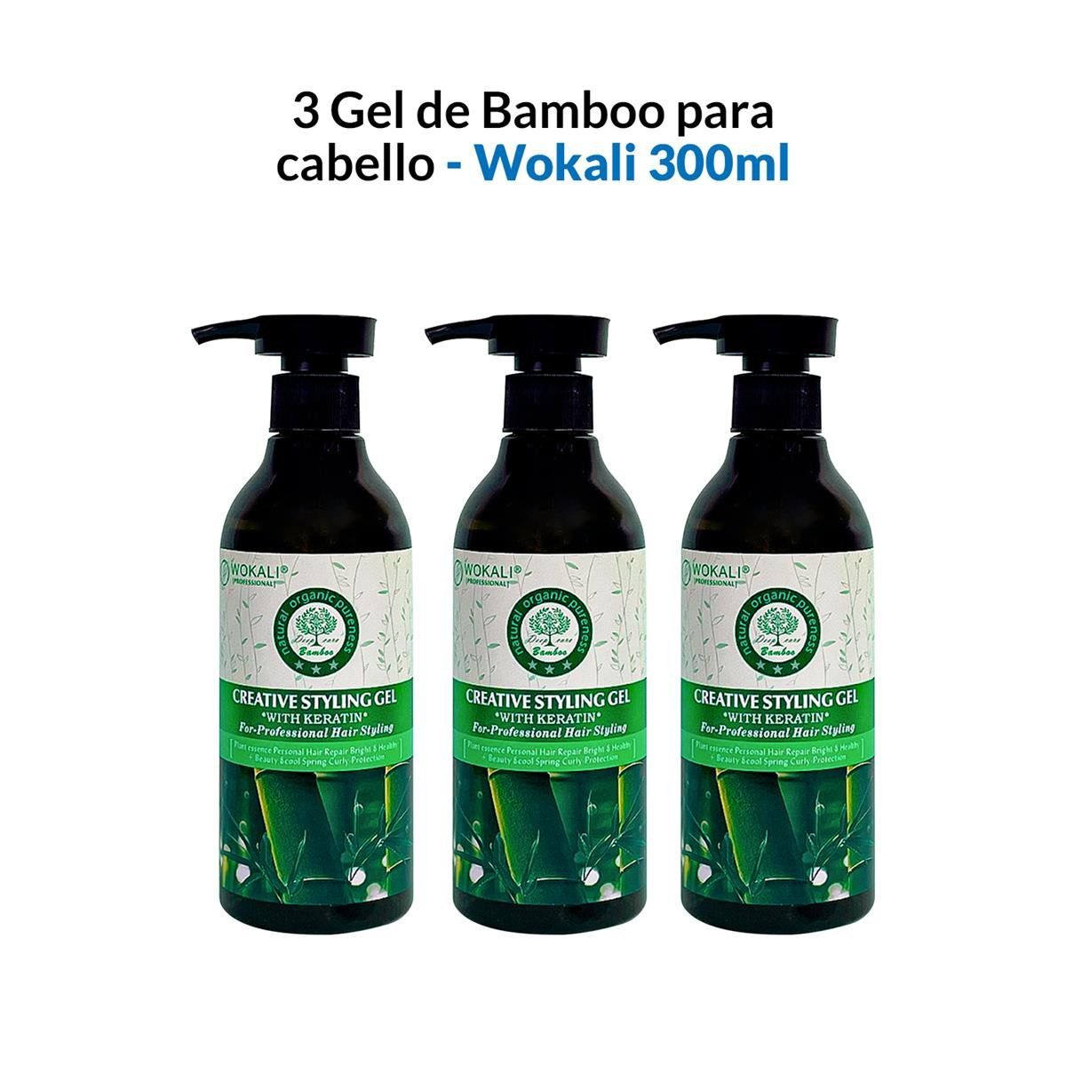 WOKALI - Gel De Bamboo Y Queratina Wokali 300ml 3 Unidades