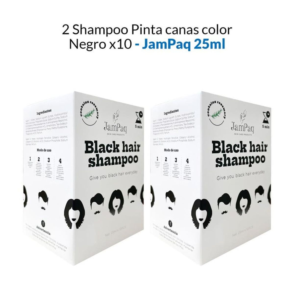 GENERICO - Shampoo Pinta Canas Negro X10 Jampaq 25ml 2 Unidades