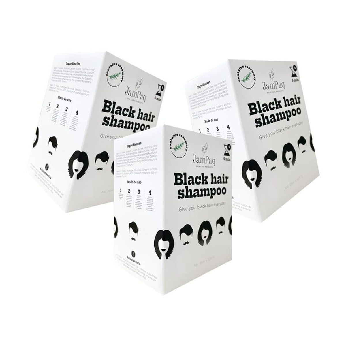 IMPORTADO MC - Shampoo Pinta Canas Negro X10 Jampaq 25ml 3 Unidades