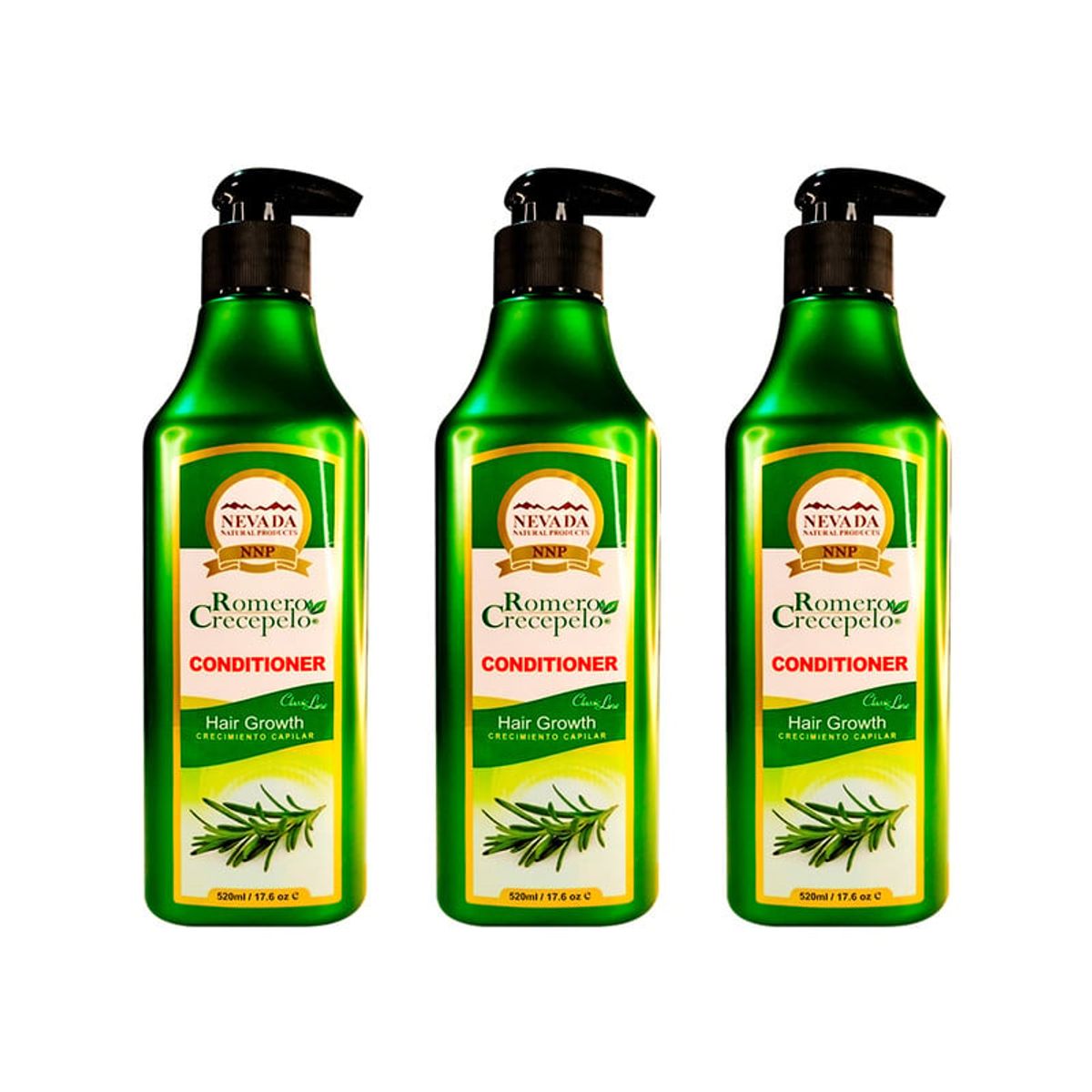 NEVADA NATURAL PRODUCTS - Acondicionador Romero Crecepelo Nevada 520ml 3 Unidades