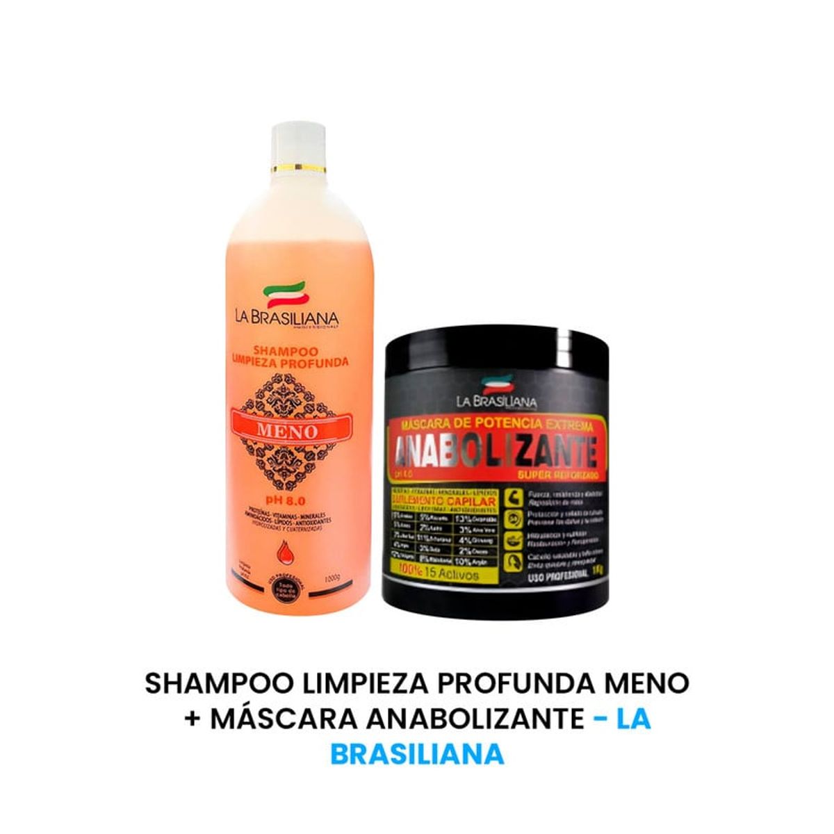 LA BRASILIANA - Shampoo Limpieza Profunda meno + Máscara Anabolizante La Brasiliana