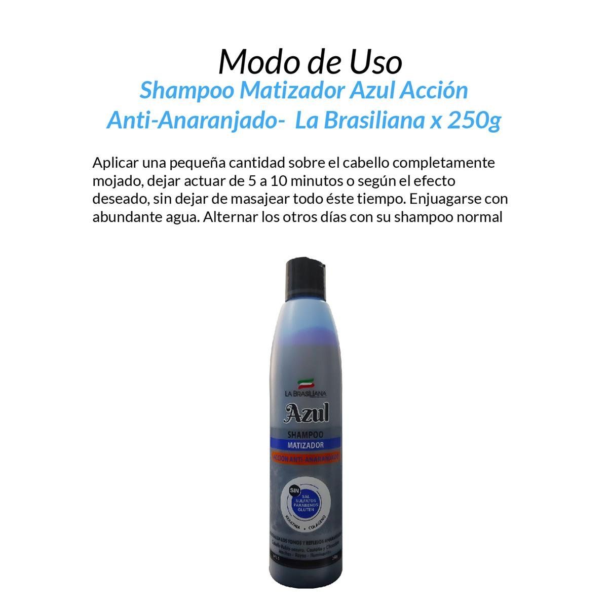 LA BRASILIANA - Shampoo Matizador Azul Acción AntiAnaranjado La Brasiliana 250Gr