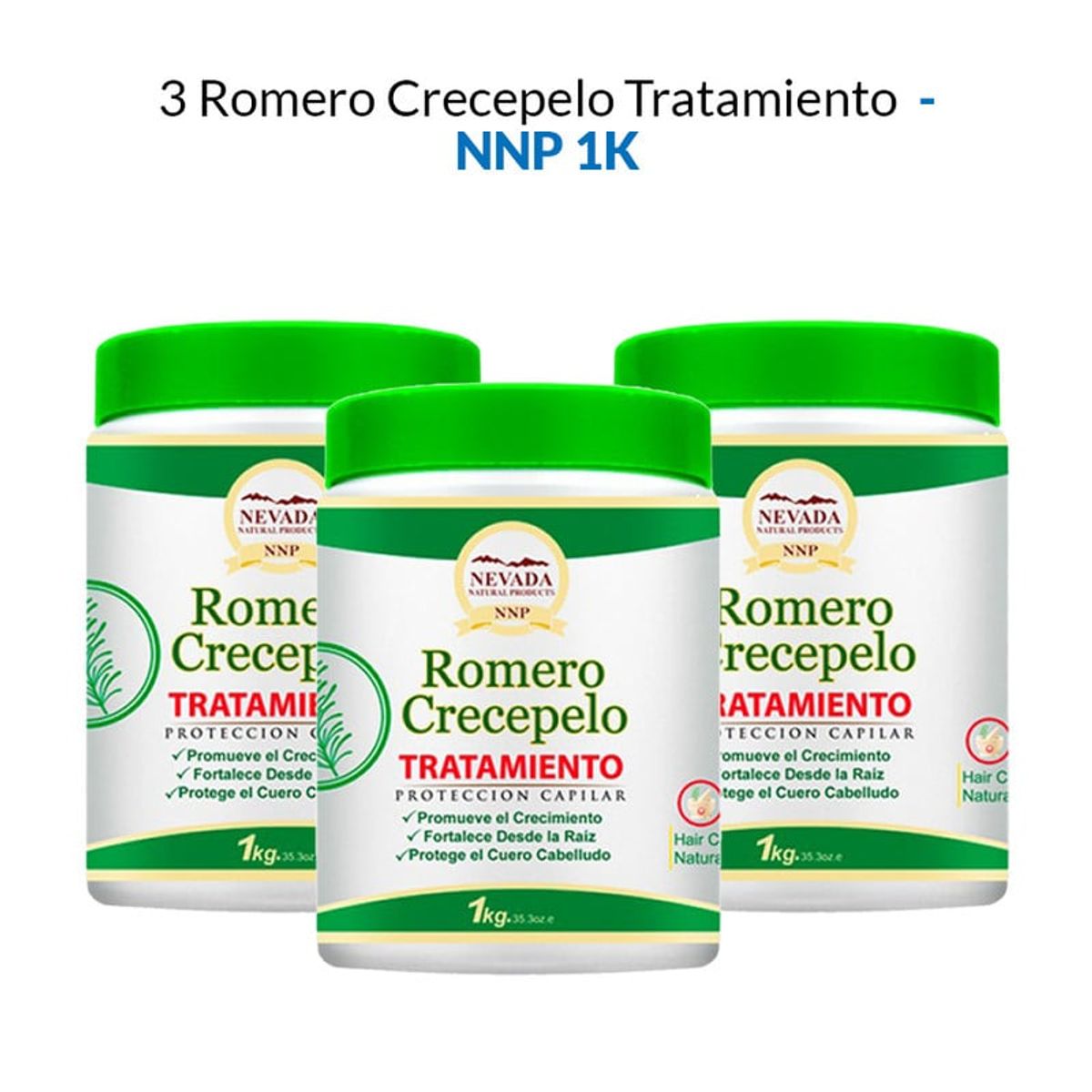 NEVADA NATURAL PRODUCTS - Romero Crecepelo Tratamiento Nevada 1Kg 3 Unidades