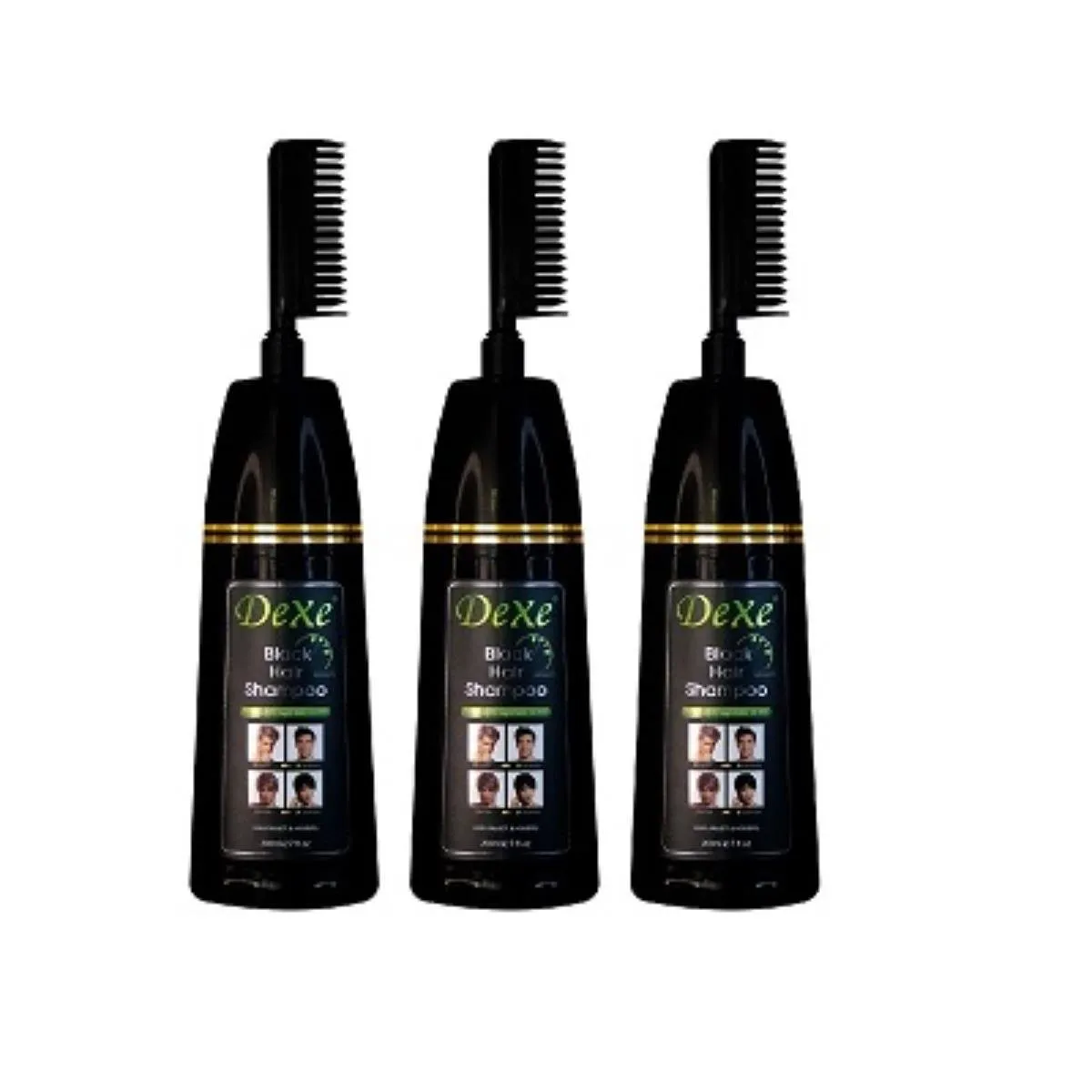 DEXE - Shampoo Tinte Negro Versión Peine Dexe 200ml 3 Unidades