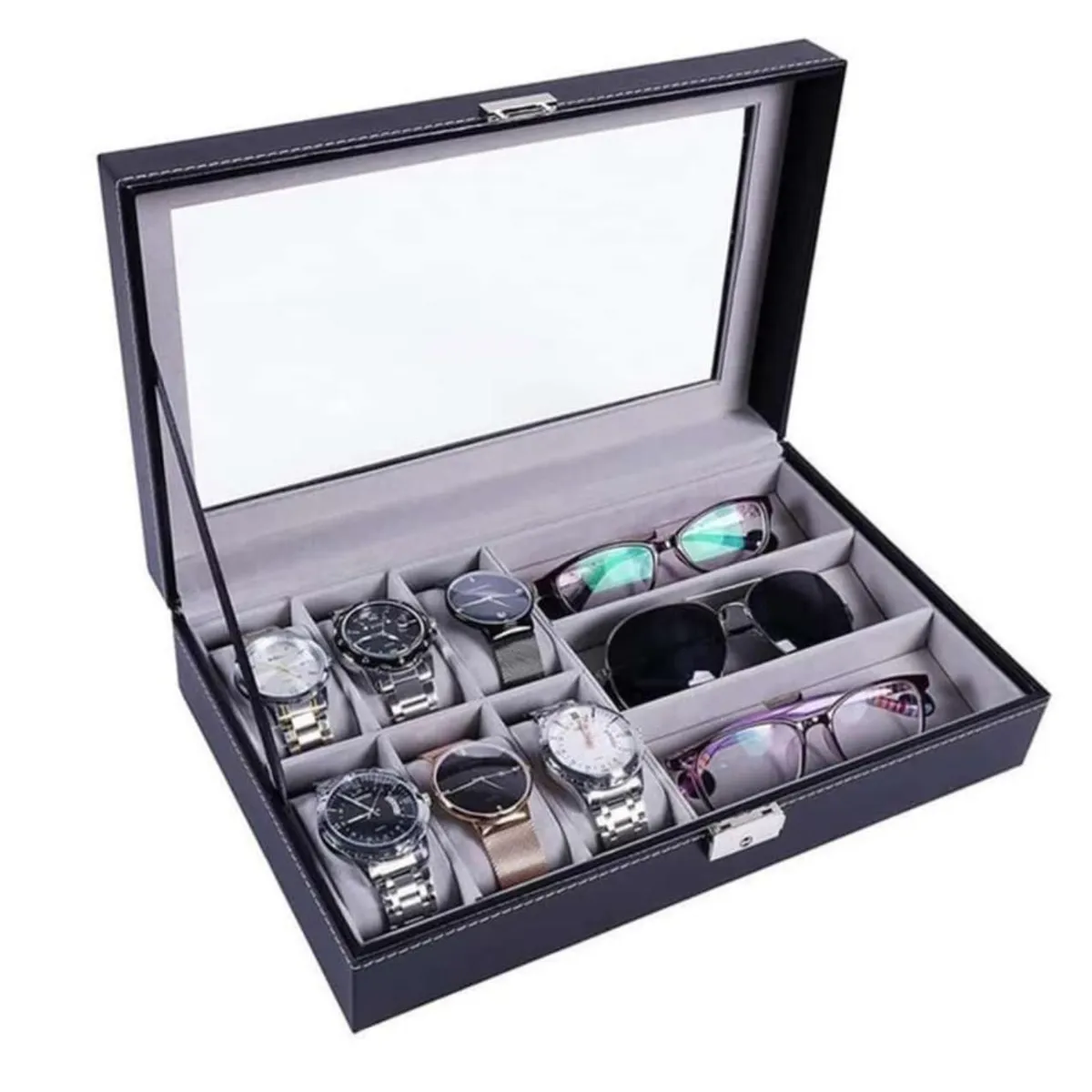 GENERICO - Organizador Multifuncional de Cuero Pu Gafas y Reloj