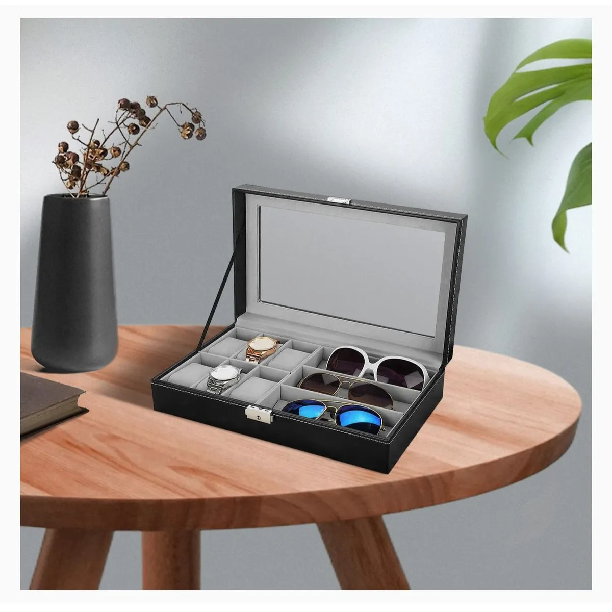 GENERICO - Organizador Multifuncional de Cuero Pu Gafas y Reloj