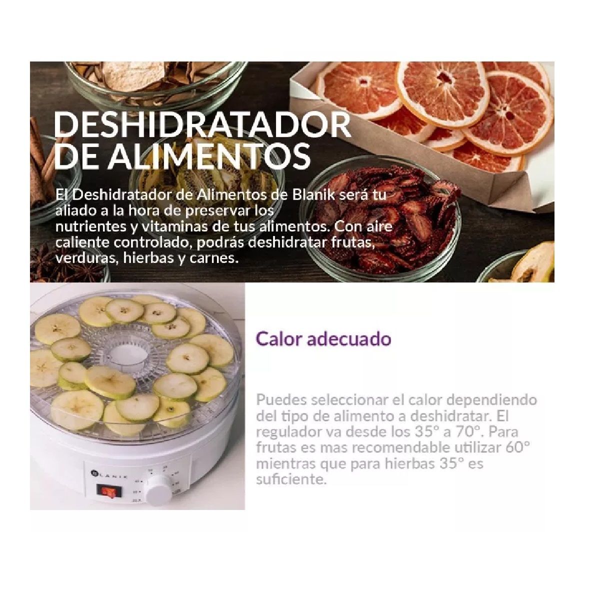 BLANIK - Deshidratador De Alimentos Y Frutas Blanik