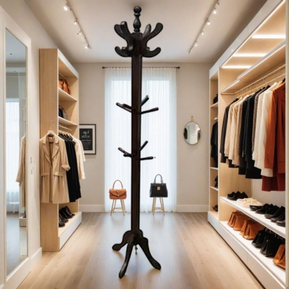 START FG - Perchero colgador madera de pie 16 perchas de ropa marron