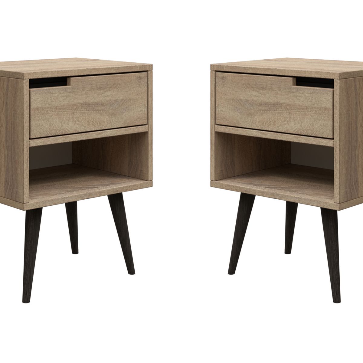 MUEBLES MACRUMO - Veladores Vintage 1 cajón color Vienés (set x2)