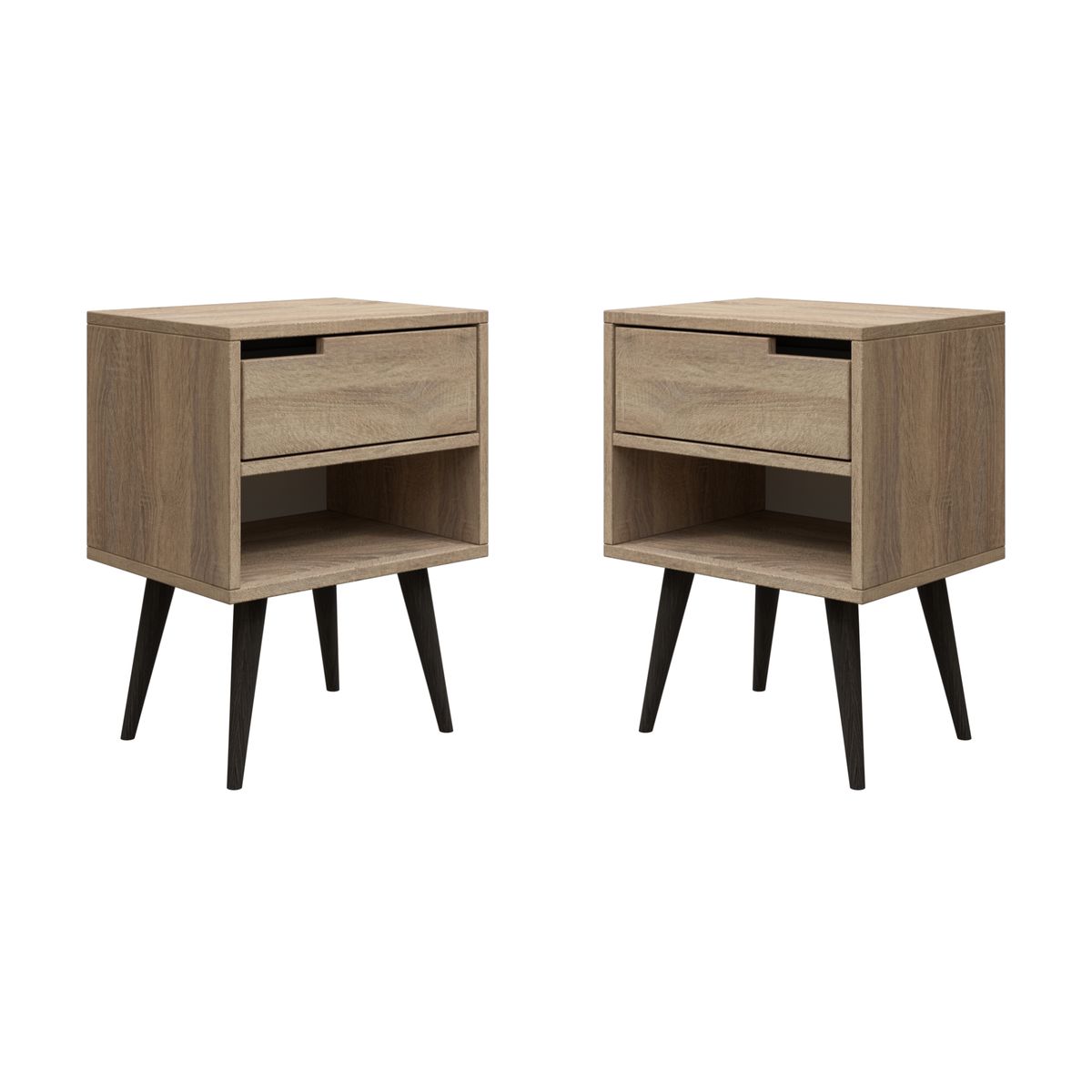 MUEBLES MACRUMO - Veladores Vintage 1 cajón color Vienés (set x2)