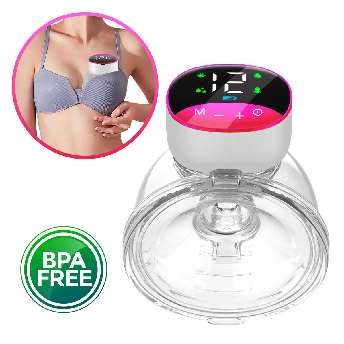 BABYPAL - Extractor Leche Materna Inalambrico Portatil Electrico Fucsia