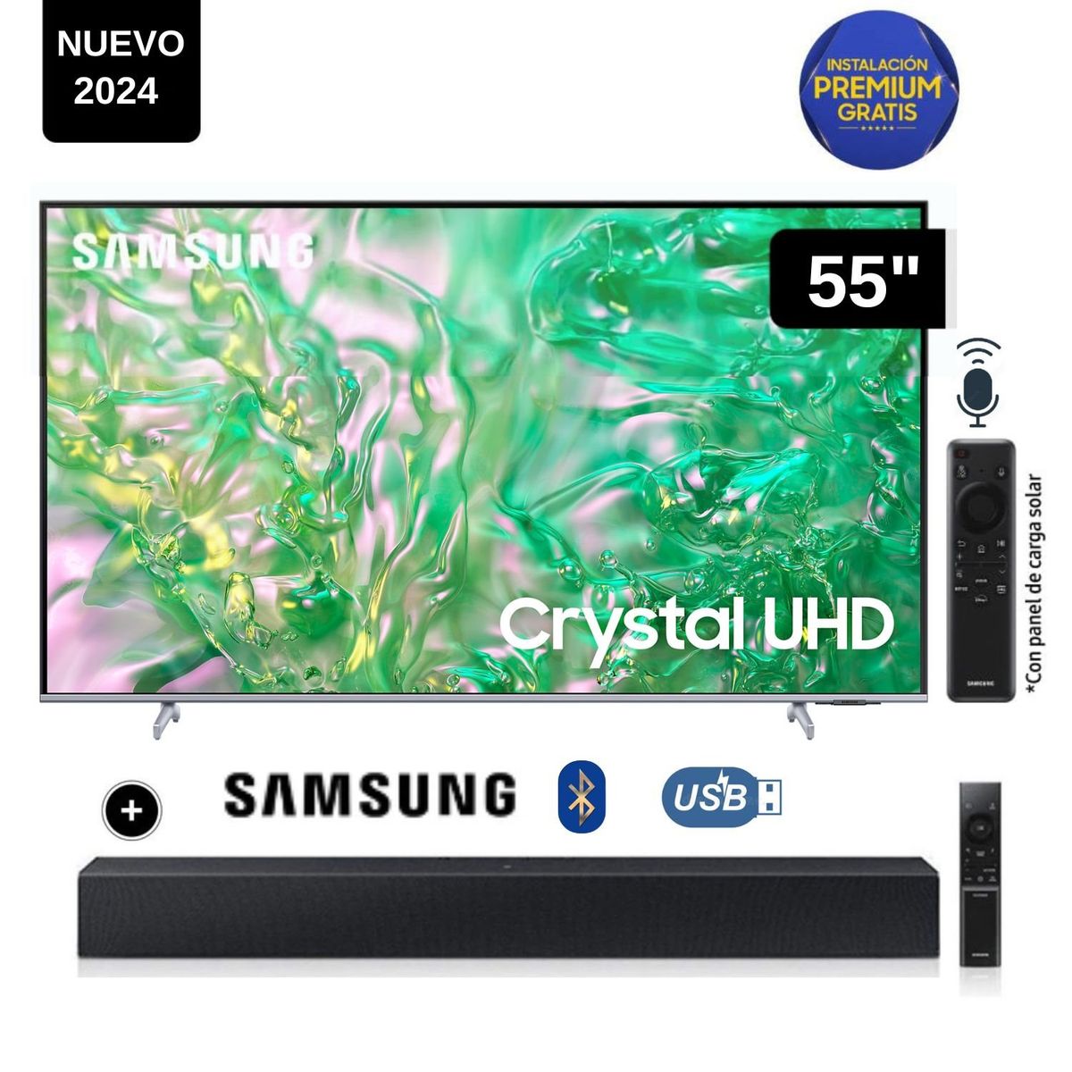 SAMSUNG - Televisor Samsung LED Smart TV 55 Crystal UHD 4K- UN55DU8200GXPE + Soundbar HW C400