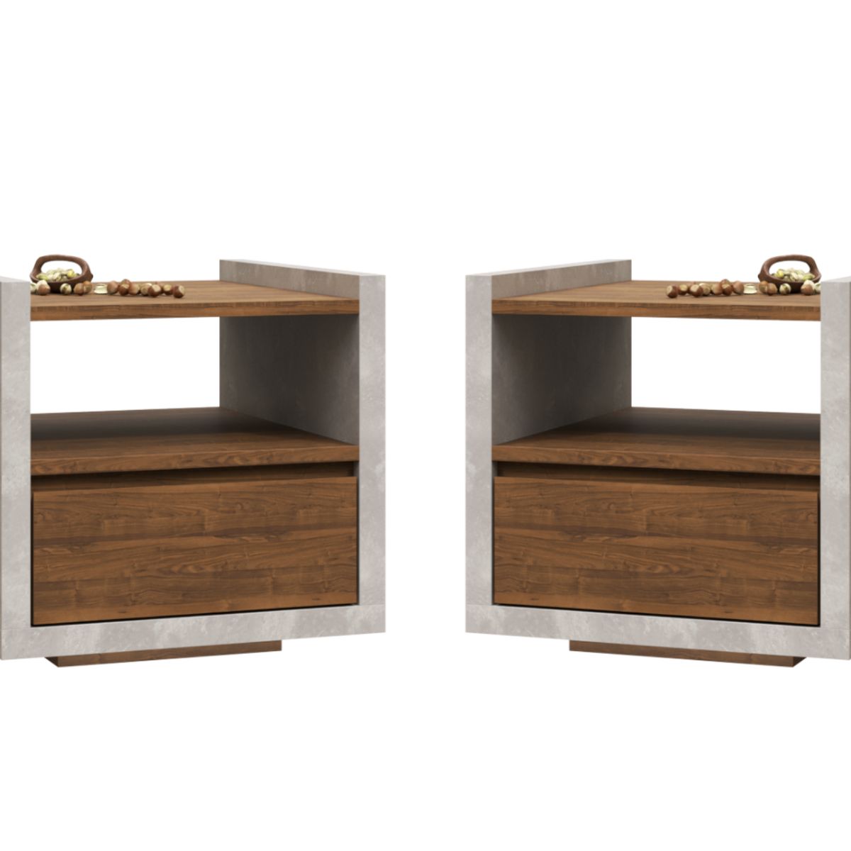 MUEBLES MACRUMO - Veladores Rústicos 1 cajón color Brixtón (Set 2Unid)