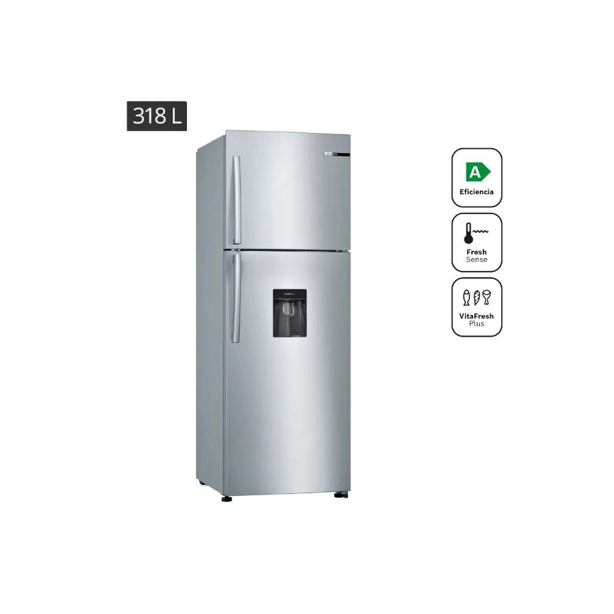 BOSCH - Refrigeradora Bosch KDD30NL201 Top Freezer No Frost 318 Litros Inox
