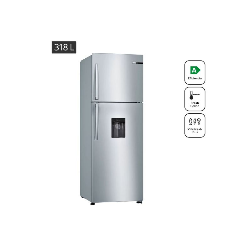 BOSCH - Refrigeradora Bosch KDD30NL201 Top Freezer No Frost 318 Litros Inox