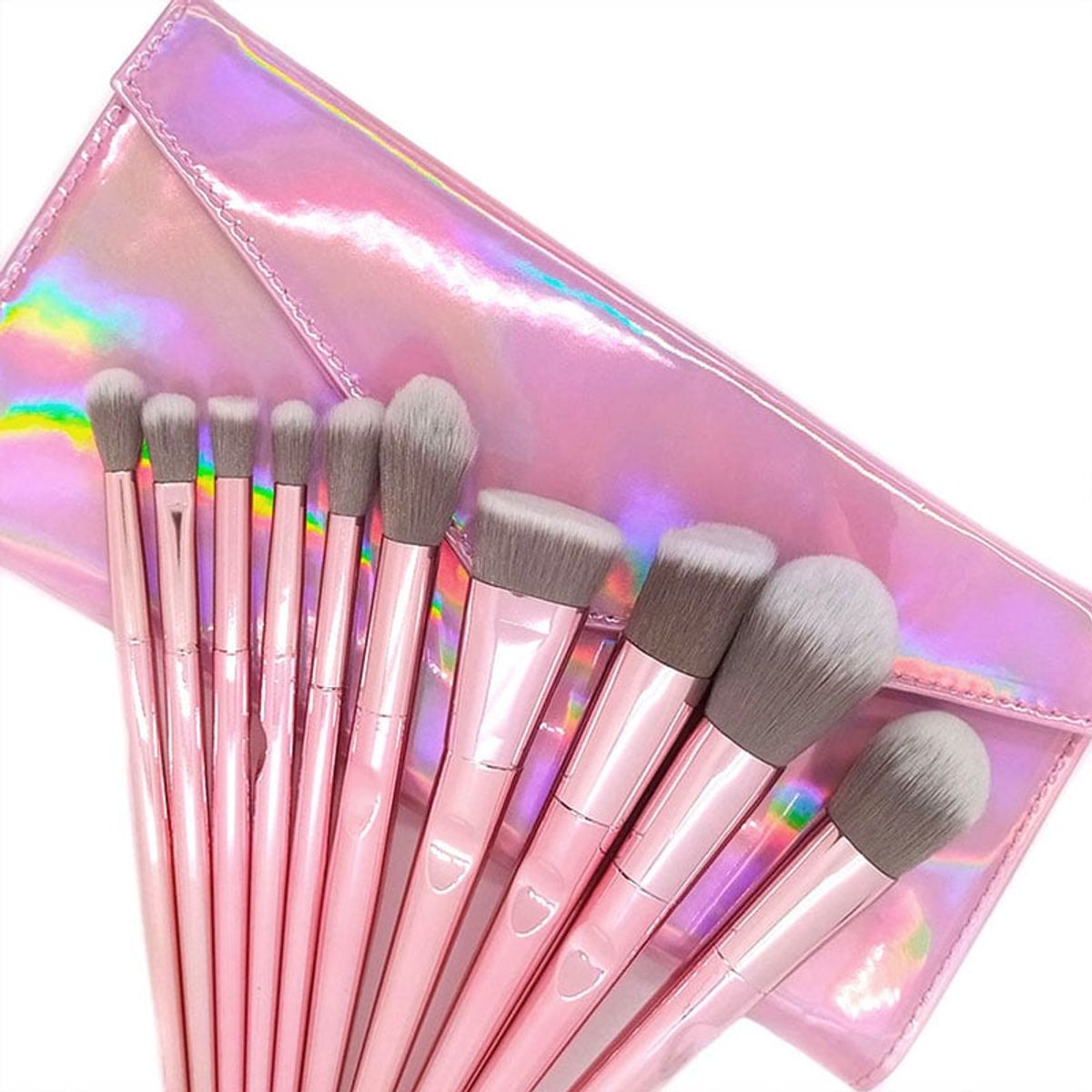 GENERICO - Set de brochas Pink Tornasoladas con estuche